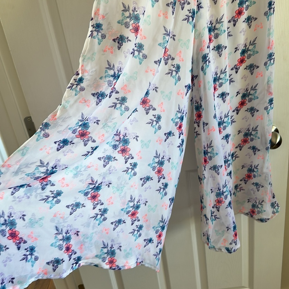 🔥White BoHo floral, print paint skirt size small stretch waist - Picture 4 of 11